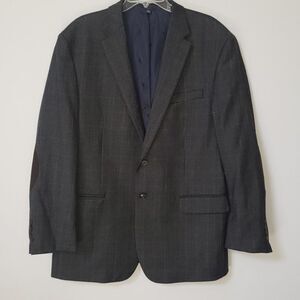 Jos. A. Bank 1905 Blazer Mens 46L Wool Charcoal Harris Tweed Elbow Patches